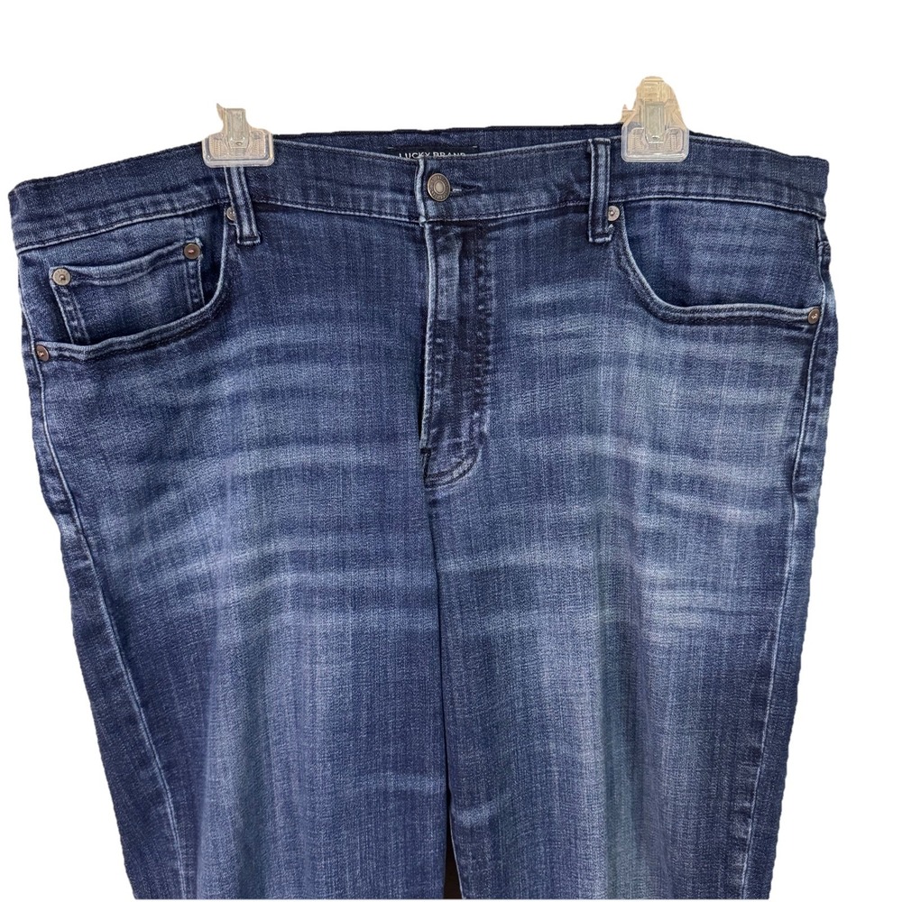 Lucky Brand Mens Jeans 40x29 Straight Denim Dark Crosshatch Pattern tag 38x30 - Picture 4 of 11